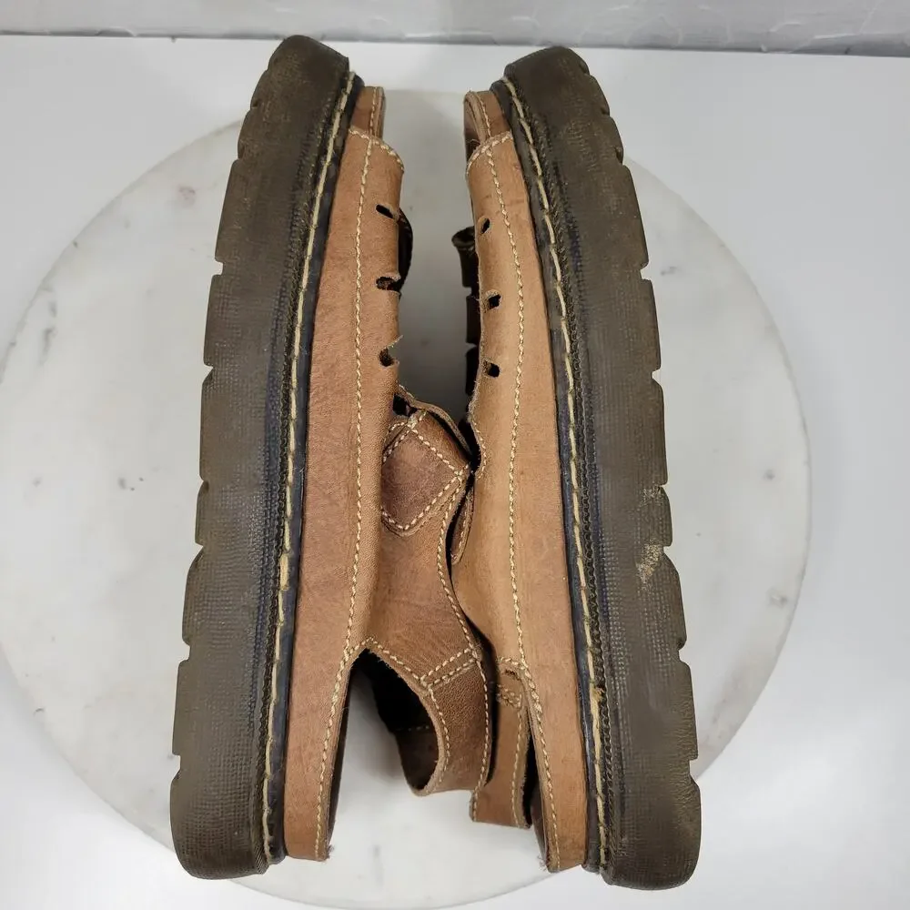 VTG Chunky Fisherman Sandals Mens @10 Brown Platform Soft Leather Open Toe Boho